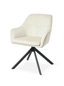 Goeurvant Modern Grid-Stitched Upholstered 360° Swivel Dining Chairs With Armrests And Removable Cushion For Dining Room, Living Room, Office - Set Of 2 / Set Of 4 / Set Of 6 - Cream - Apricot - View 7