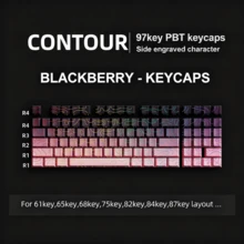 97 Keys White Contour Lines PBT Double Shot Keycaps Sidelit Light Backlit Translucent Cherry Profile For MX Mechanical Keyboards - White - View 1