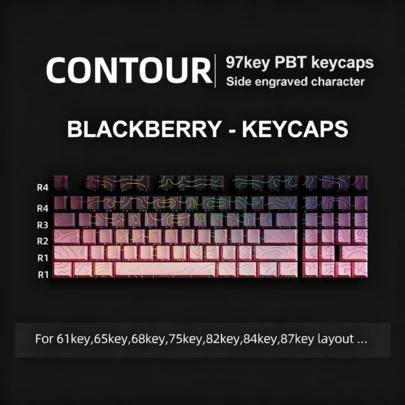 97 Keys White Contour Lines PBT Double Shot Keycaps Sidelit Light Backlit Translucent Cherry Profile For MX Mechanical Keyboards