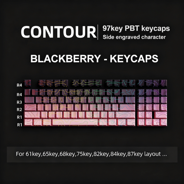 97 Keys White Contour Lines PBT Double Shot Keycaps Sidelit Light Backlit Translucent Cherry Profile For MX Mechanical Keyboards