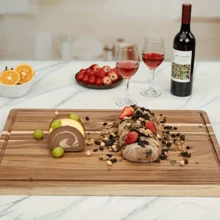 相思木砧板，切菜板，木质砧板，厨房切菜板，适用于肉类、奶酪、面包、蔬菜和水果，带导流槽的厨房用具，完美的厨师节日礼物，多功能厨房工具，食物托盘，优雅设计，耐用厨房配件，厨房用品