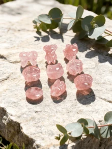 1 pieza Colgante con forma de mariposa/flor de rosa/zorro/oso hecho de cuarzo rojo paloma natural/fresa clara, cristal curativo que aporta bendiciones emocionales y energía positiva, adecuado para hacer joyas DIY, pulseras, collares y otros accesorios artísticos - Multicolor - Ver 1