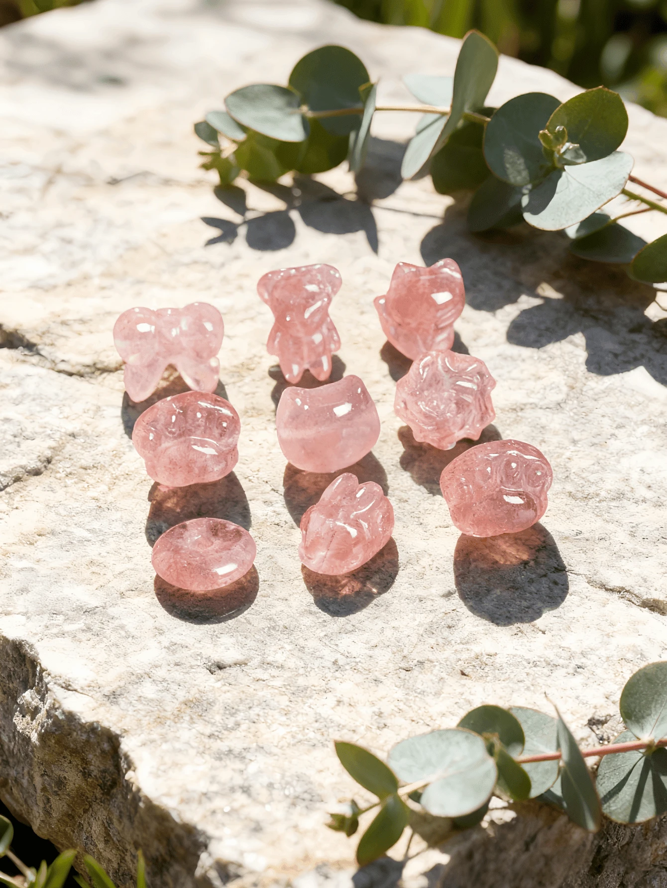 1 pieza Colgante con forma de mariposa/flor de rosa/zorro/oso hecho de cuarzo rojo paloma natural/fresa clara, cristal curativo que aporta bendiciones emocionales y energía positiva, adecuado para hacer joyas DIY, pulseras, collares y otros accesorios artísticos - Multicolor - Ver 1