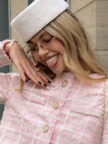 1副椭圆形无框复古时尚眼镜