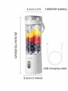 600ml Licuadora y exprimidor portátil recargable por USB - Fácil de limpiar, apto para zumo de frutas y verduras, batidos - Pantalla digital, cuchilla de acero inoxidable - Ideal para el hogar, la oficina, viajes al aire libre, máquina de hielo, regalo de Navidad, Día de San Valentín, artículo esencial de cocina - Multicolor - Ver 9