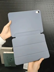 平板电脑保护套，兼容三星 Galaxy 平板电脑/iPad/红米 iPad SE/iPad，防摔，超薄/智能支架/自动唤醒，兼容苹果 iPad Mini 4/5/6（9.7/10.2/10.5 英寸）、Air 4/5/6（第十代，10.9 英寸）、Pro 11 英寸、Air 11 (M2)、Air 13 和 Pro 11 (M4) - 灰紫色 - 淺灰紫 - 查看 4