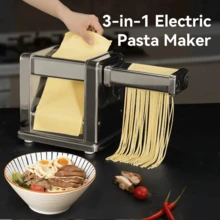Electric Pasta Maker Machine, Adjustable Thickness Noodle Maker For Spaghetti, Fettuccine, Lasagna & Dumpling Skins | 7-Level Customization,Stainless Steel, Easy Clean - US A Type Plug(110-127V) - View 5