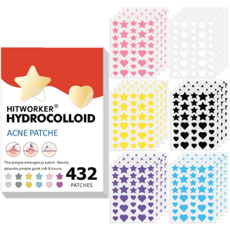 每盒432片星形水胶体祛痘贴，不含酒精，无味，温和不刺激，有效遮盖痘痘和瑕疵，富含优质水杨酸和茶树油，圣诞礼物