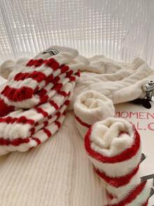 1/2 Paare, warm und bequem im Winter, rote Streifen, super weich und ultra weich, Neujahrs rote Socken, hergestellt aus Acryl- und Nylongewebe, sehr weich und bequem, geeignet für Männer und Frauen. - Rot-Weiß - Übersicht 7
