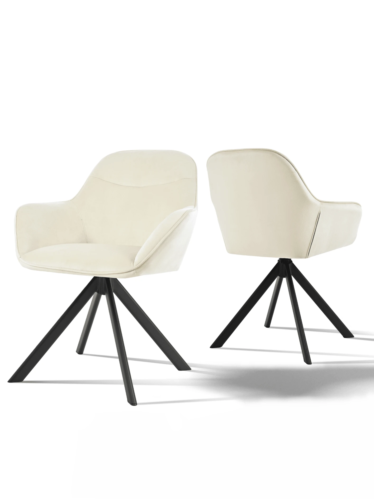Goeurvant Stylish Smile Curve Upholstered 360° Swivel Dining Chairs With Armrests And Metal Legs For Dining Room, Living Room, Office - Set Of 2 / Set Of 4 / Set Of 6 - Cream - Apricot - View 1