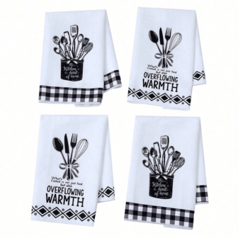 2/4 piezas Toallas de cocina con estampado de letras de cuchillo, tenedor y cuchara en color negro, súper absorbentes de microfibra moderna, toallas de cocina para cocinar, hornear, té, paños de cocina, toallas de mano, muy absorbentes y suaves, decoración de cocina, regalo para vecinos, regalo del Día de la Madre, regalo de cumpleaños, regalo de inauguración de la casa para amigos, accesorios de cocina, artículos de primera necesidad