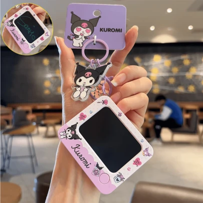 Sanrio Kuromi Doodle Board Keychain,Kawaii Cartoon Key Ring, Erasable Mini Drawing Pad + Reusable Note Function, Exquisite Hangyodon Design, Premium Durable Material, Cute Bag/Key/Backpack Decor, Stylish Japanese Anime Charm, Must-Have Bag/Key) for Sanrios, Novelus, the Girentials, the Esk, 錯誤 -Haves Novel Friends/Family/Birthday