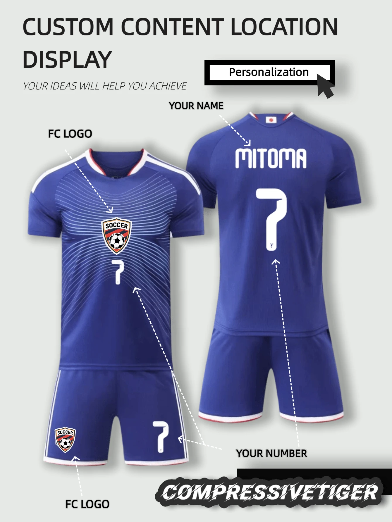 Custom Japan Blue 2026 World Cup Soccer Home Game Jersey Set (2 Pieces) - Personalized Jersey & Shorts With Name/Number, Quick-Dry Fabric - Training Kit Gift For Adult Football Fans