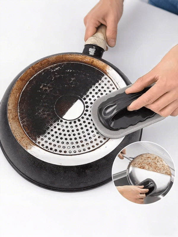 Magic Emery Sponge Cleaning Brush With Handle - Strong Decontamination Rust Remover For Kitchen Bathroom Household Cleaning Tools