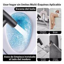1 Set Excelente rociador bidet de baño, accesorio de grifo multi-puerto para inodoro, lavadora, varias funciones de bidet, herrajes de plomería de alta calidad - Negro - Ver 2