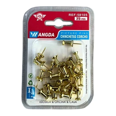 ack de 25 Chinchetas Metálicas en Elegante En Color Bronce o Dorado, Perfectas para Tableros de Corcho, Proyectos Decorativos, Organización de Documentos y Uso Diario en Oficina, Escuela o Hogar