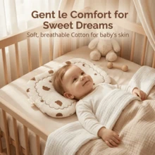 新生儿小熊棉纱云朵枕，透气吸水夏季婴儿平枕垫，防吐奶枕，适合婴幼儿