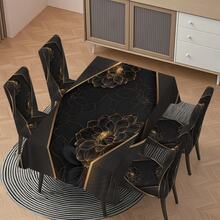 5-Piece/7-Piece Chair Cover And Tablecloth Set - Black And Gold Modern Luxury Three-Dimensional Floral Series. Metal Line Artistic Decorative Tablecloth And Chair Cover Set - High-End Minimalist Style Home Fabric Set. Rectangular Table And Chair Decoration, Elastic And Comfortable, Detachable For Washing, Suitable For Home And Party Decoration, Event Planning, Holiday Table Arrangement, Elegant Decoration, Flower Design, Detachable Cover, Comfortable Fit, Rectangular Tablecloth, Party Planner, Event Planner Elastic Tablecloth Set, Suitable For Dining Room, Living Room, Kitchen, Home Decoration. - Nhiều màu - Xem 10