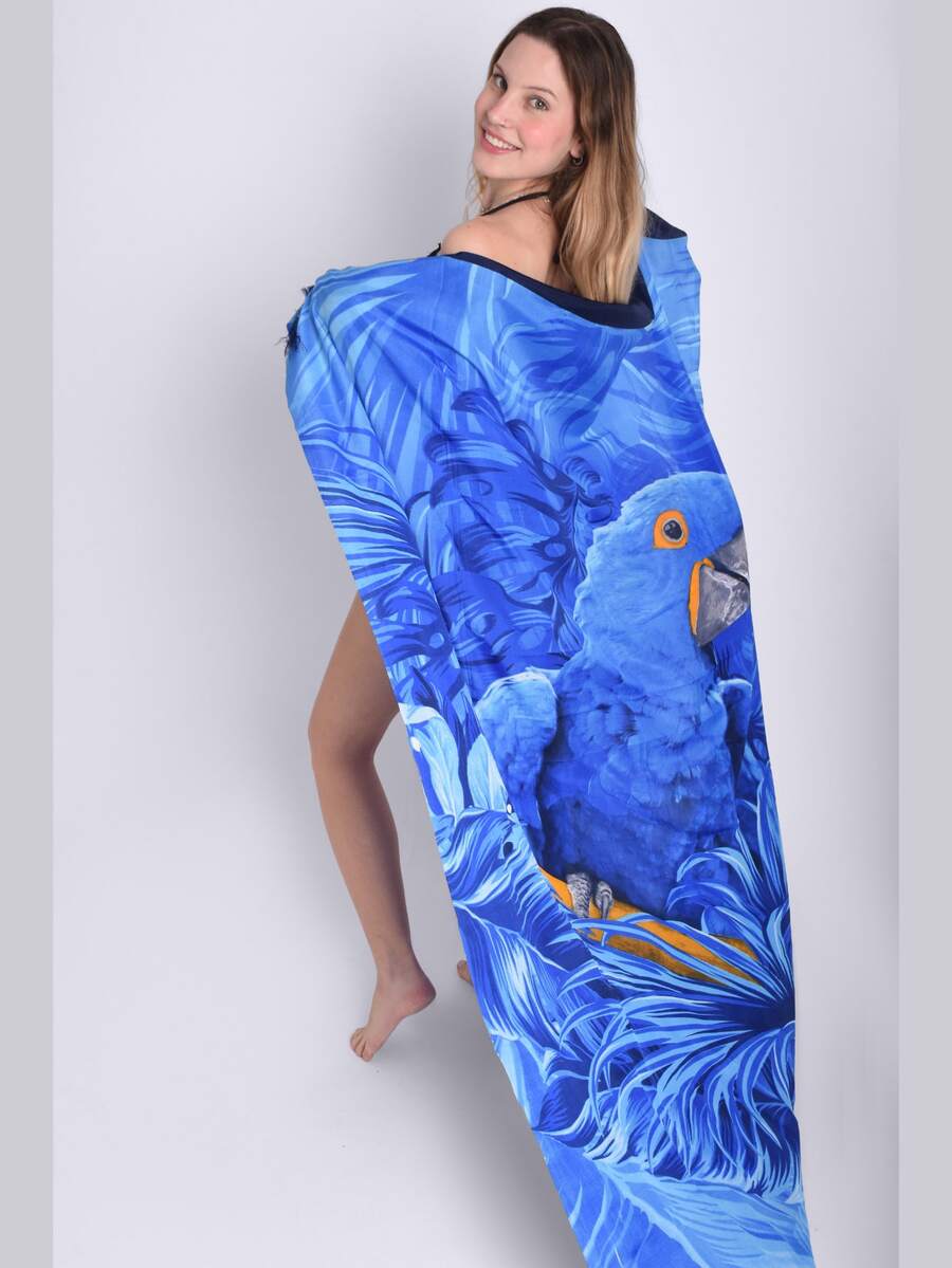 Women's Beach Cover-Up Sarong Summer Fashion Beautiful Prints - 藍金剛鸚鵡 - 查看 1