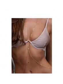 Minimalist Fashion Rhinestone Chain Chest Chain, Sexy High-End Bikini Body Chain For Women - Multicolor - View 6