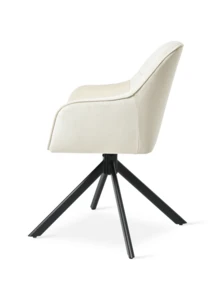 Goeurvant Modern Grid-Stitched Upholstered 360° Swivel Dining Chairs With Armrests And Removable Cushion For Dining Room, Living Room, Office - Set Of 2 / Set Of 4 / Set Of 6 - Cream - Apricot - View 10