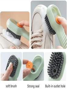 فرشاة سائلة متعددة الوظائف، أداة تنظيف الأحذية بالضغط المنزلي مع شعيرات ناعمة، مناسبة أيضًا للملابس والتنظيف المنزلي، 2 قطعة - متعدد الألوان - مشاهدة 9