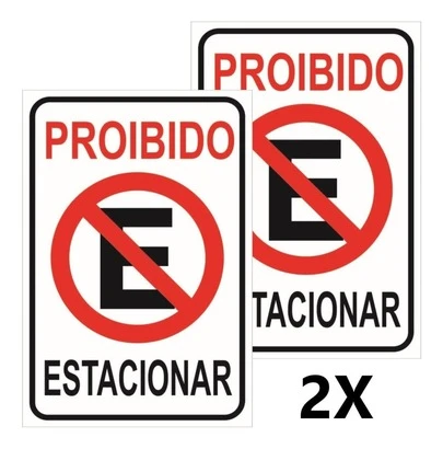 Placa Proibido Estacionar Garagem Guincho 20x30 - Kit Com 02 - Branco
