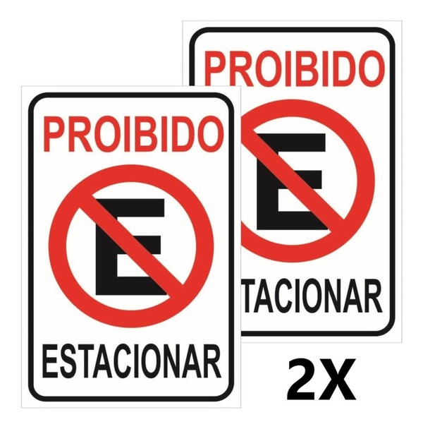 Placa Proibido Estacionar Garagem Guincho 20x30 - Kit Com 02 - Branco