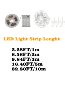 Dải đèn LED ánh sáng ấm, có thể cắt được, chạy bằng pin, đa chức năng, thích hợp cho hộp quà, tủ quần áo và tủ đựng đồ (không bao gồm pin). - Ánh sáng trắng - Xem 2