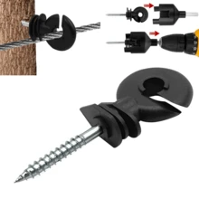 100Pcs Ring Insulators Electric Fencing Fence Screw In Free Spinner Tool - Black - View 5