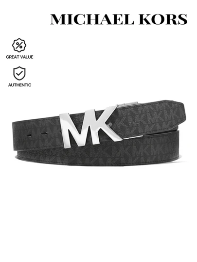 Michael Kors 4-In-1 Reversible Logo Belt Box Set (Black/Silver) 36R4LBLY4B - Luxury Business Suitable For Daily Commuting And Business Office, Simple And Low-Key. An Ideal Gift For Brothers, Family Members And Boyfriends