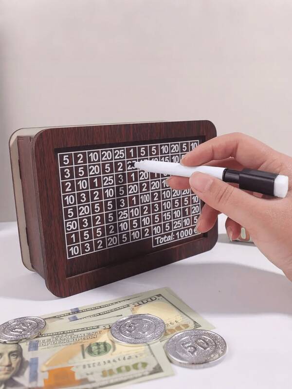 1pc Wooden Piggy Bank, Savings Box, Dark Brown Home Desktop Decor Jar, Money Saving Box, Suitable For Home, Living Room, Office Decor, Halloween, Christmas (Color & Style Random)