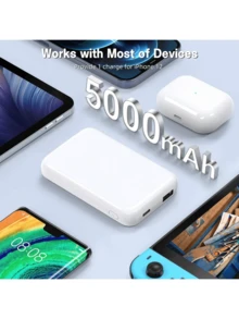 Sạc nhanh 5000mAh, phù hợp cho văn phòng, ký túc xá và nhà riêng. Bộ sạc không dây cho điện thoại, ký túc xá và nhà riêng. - trắng - Xem 4