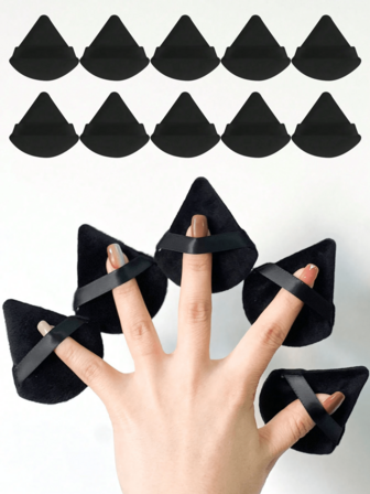 50/5 st svart triangelformad puderpuff-set för löst puder, med kristall sammet kort hår, mjuk och självhäftande, smink, billigt, rumsinredning, sminkbord, resor, sovrum, sminktillbehör, puff, sminkblandare, puderpuff, sminksvamp, billigt, presenter, sminkverktyg, billiga saker, presenter, presenter till kvinnor, julklappar