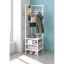 3-Tier Metal Structure Corner Protector With Hooks - Fashionable Storage, Suitable For Bedroom And Living Room, Painted Surface, Independent Design, Perfect For Jackets, Hats And Accessories, Room Decor