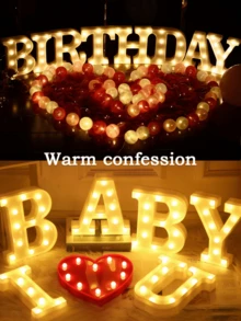1pc LED Letter Lights Pink Lamp, Glitter Letters, Light Up Alphabet, Letters Sign, Dry Battery Powered, For Home Party Decoration Night Bar Wedding Birthday Christmas Lamp Girls Gift, Night Light For Proposals, Birthdays, And Photo Props, The Best Gift For Mother's Day And Father's Day - Multicolor - View 3