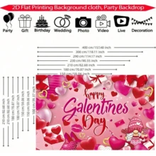 1 pieza Tela de fondo romántica y cálida para el Día de San Valentín, diseñada con gnomos, estampados de labios, cartas de amor, corazones rojos, adecuada para decoración festiva - Decoración del Día de San Valentín, patio, jardín, sala de estar, decoración de aniversario, accesorios de fondo de fotografía - Multicolor - Ver 2