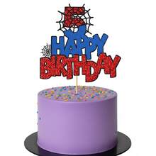 1pc 3/4/5/6 Years Old Birthday Cake Topper - Glitter Spider Web, Celebrate 3/4/5/6 Years Old Birthday, Birthday Cake Toppers, Spider Party Decor, Suitable For 3/4/5/6 Years Old Birthday Party Cake Decorations - Multicolor - View 14