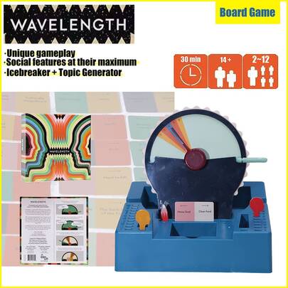 Wavelength Board Game - Unique "Mind Sync" Party Game For Adults & Teens (2-12 Players) | 30-Minute Icebreaker & Social Topic Generator | Award-Winning Creative Group Game