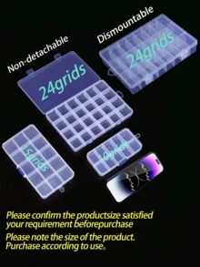 10/12/15/18/24格透明收纳盒，多用途塑料空盒，可用于存放耳环、戒指、珠宝、美甲用品、女士礼品等。 - 透明 - 查看 7