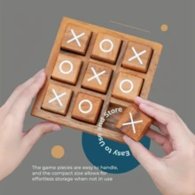 1/2 Pc Classic Wooden Tic Tac Toe Game Set, Suitable For All Ages - Perfect Family Game Night & Home Decor | Suitable For Coffee Table, Living Room, And Desk, Entertaining Tabletop Puzzle Game, Durable Wood, Fun Board Game, Ideal For Adult Game Night, Wonderful Gift Choice - Brown - View 9