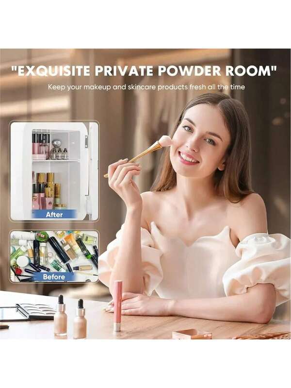 4L Mini Skincare Storage Fridge, Dual Cooling & Warming, Portable Mini Fridge For Cosmetics And Food Storage, Suitable For Bedroom, Office And Car, Pink, Makeup Room Decor