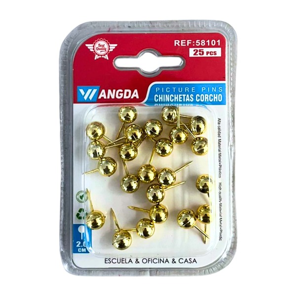 Pack de 25 Chinchetas de Corcho en  Bronce o Dorado, Perfectas para Decorar Tableros, Fijar Recordatorios y Organizar Documentos con un Toque Elegante y Sofisticado en Cualquier Espacio
