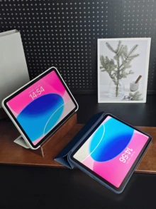 Ốp bảo vệ máy tính bảng, tương thích với máy tính bảng Galaxy/iPad/Redmi Pad SE/Pad, chống rơi, siêu mỏng, chân đế thông minh, tự động bật/tắt màn hình; tương thích với Apple iPad Mini 4/5/6 (9.7/10.2/10.5 inch), Air 4/5/6 (thế hệ thứ 10, 10.9 inch), Pro 11 inch, Air 11 (M2), Air 13 và Pro 11 (M4) - Màu xanh hải quân - Màu xanh hải quân - Xem 3