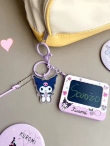 Sanrio Kuromi Doodle Board Keychain,Kawaii Cartoon Key Ring, Erasable Mini Drawing Pad + Reusable Note Function, Exquisite Hangyodon Design, Premium Durable Material, Cute Bag/Key/Backpack Decor, Stylish Japanese Anime Charm, Must-Have Bag/Key) for Sanrios, Novelus, the Girentials, the Esk, 錯誤 -Haves Novel Friends/Family/Birthday - Kuromi - 查看 6