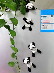 1/3pcs Cute Panda Plush Refrigerator Magnet Creative Stuffed Animal Magnet,Suitable For Home Use, Portable And Festival Gifts - Black and White - View 3
