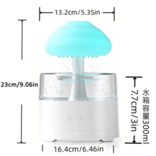 Akane 300毫升水滴蘑菇加湿器，带遥控器、7色氛围灯、空气加湿器、雨滴加湿器，适用于卧室，USB-C接口和插电式设计 - 彩色 - 查看 5