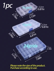 10/12/15/18/24格透明收纳盒，多用途塑料空盒，可用于存放耳环、戒指、珠宝、美甲用品、女士礼品等。 - 透明 - 查看 6