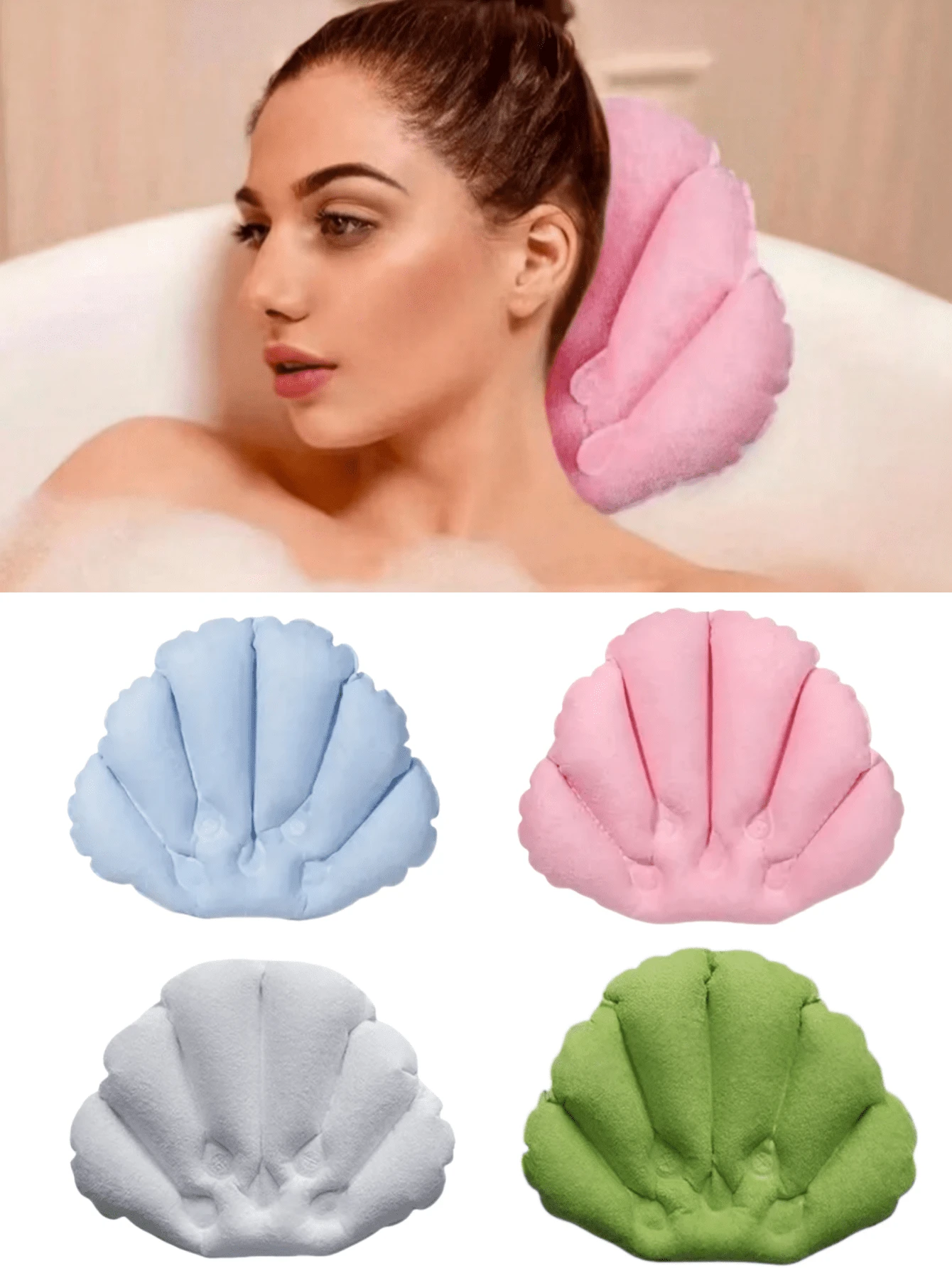 1/2pcs Bathroom Suction Cup Bath Pillow, Portable Inflatable Bath Cushion, Fashionable Bathroom Accessory, Inflatable Bed, Suitable For All Seasons, Super Soft & Comfortable, Ergonomic Design Contours To Back Of Head, Zero Gravity Inflatable Pillow - Multicolor - View 1