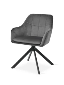 Goeurvant Modern Grid-Stitched Upholstered 360° Swivel Dining Chairs With Armrests And Removable Cushion For Dining Room, Living Room, Office - Set Of 2 / Set Of 4 / Set Of 6 - Dark Grey - Dark Grey - View 9